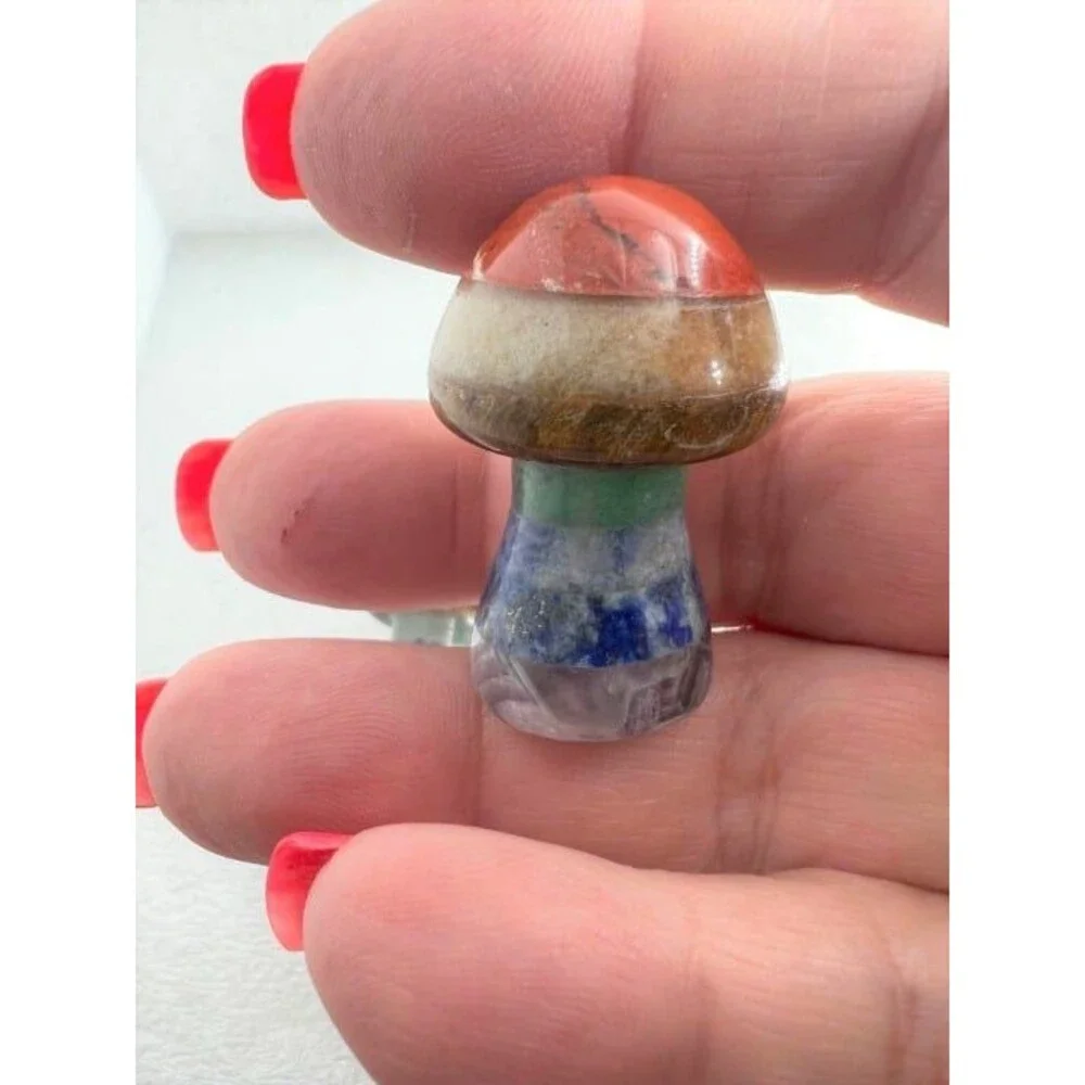 Chakra Gemstone Mushroom Carving